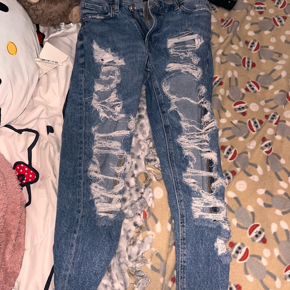 American Eagle Outfitters Ripped Blue Skinny Jeans